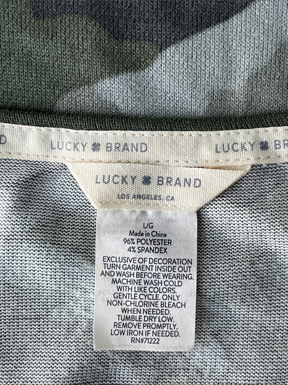 Lucky Brand Camo Tank Top Size L Olive Green Camouflage - Picture 3 of 8